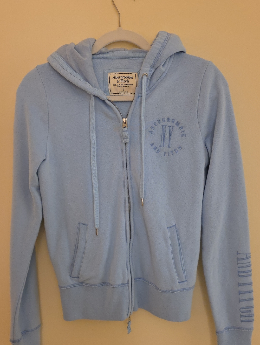 Abercrombie & Fitch Baby Blue Full-Zip Hoodie